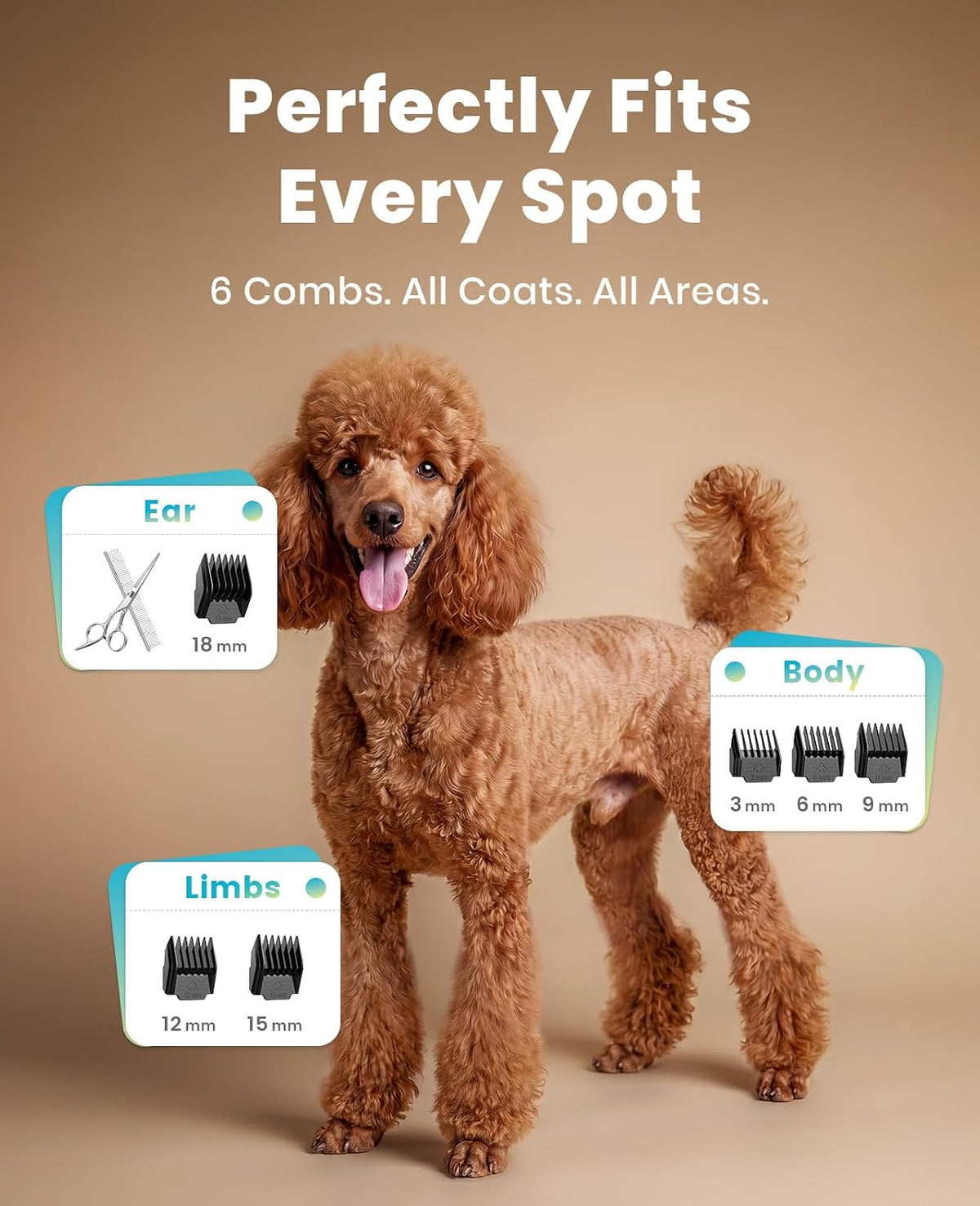 Premium Professional Grooming Clippers for Dogs, Cats, and Rabbits - Cordless, Quiet, and Rechargeable with LCD Display