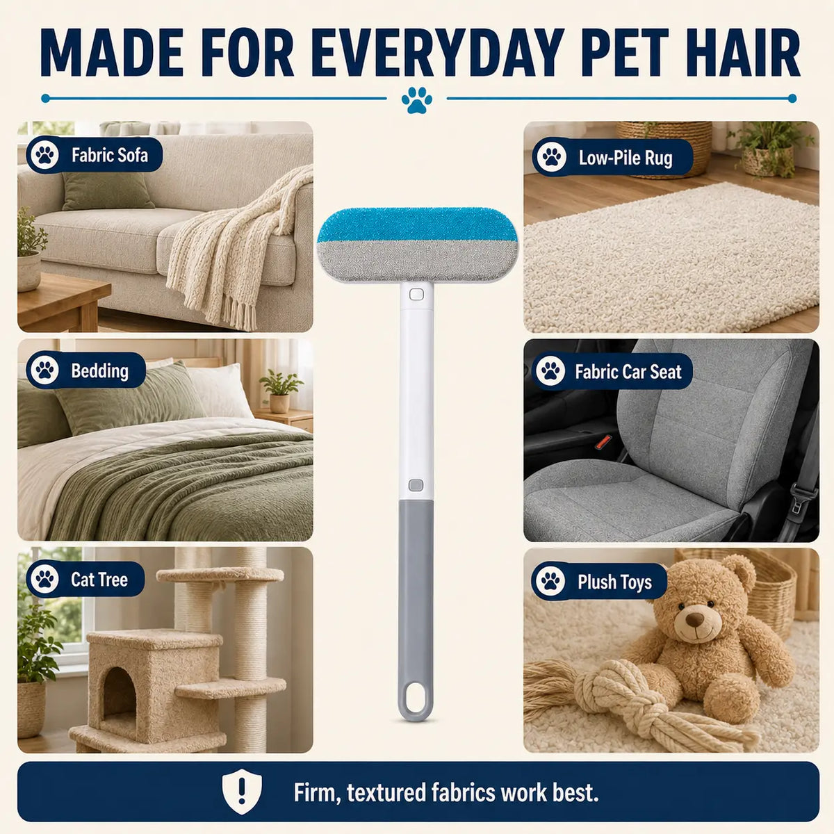 Transform Your Home with the 4-in-1 Reusable Pet Hair Remover Brush – Effortlessly Clean Upholstery, Carpets, Bedding, and Car Fabrics!