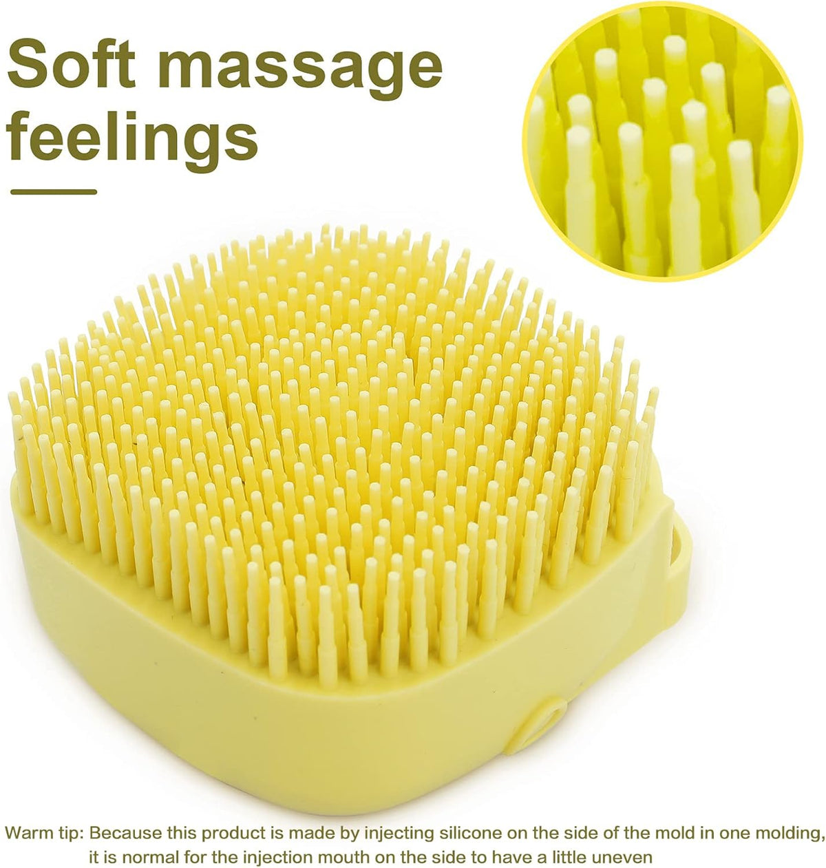 Pet Bath Brush with Integrated Shampoo Dispenser - Dog Bathing Scrubber (Yellow)