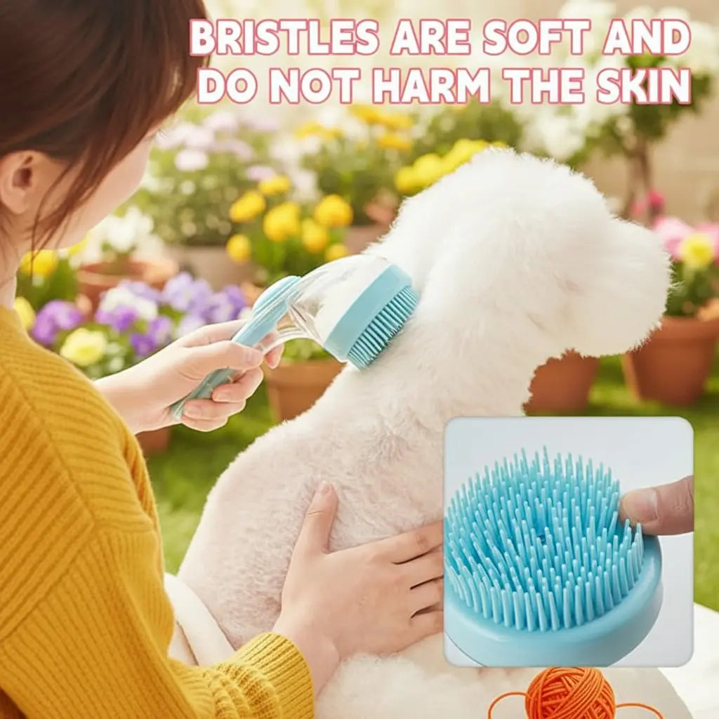 Transform Bath Time with the 2026 Universal 2-in-1 Pet Bath and Grooming Brush – Integrated Soap Dispenser, Ergonomic Handle, and Gentle Massage for Dogs and Cats!