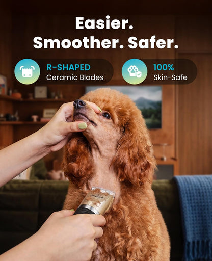 Premium Professional Grooming Clippers for Dogs, Cats, and Rabbits - Cordless, Quiet, and Rechargeable with LCD Display