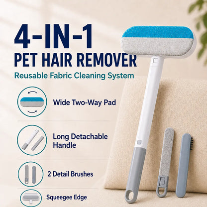 Transform Your Home with the 4-in-1 Reusable Pet Hair Remover Brush – Effortlessly Clean Upholstery, Carpets, Bedding, and Car Fabrics!