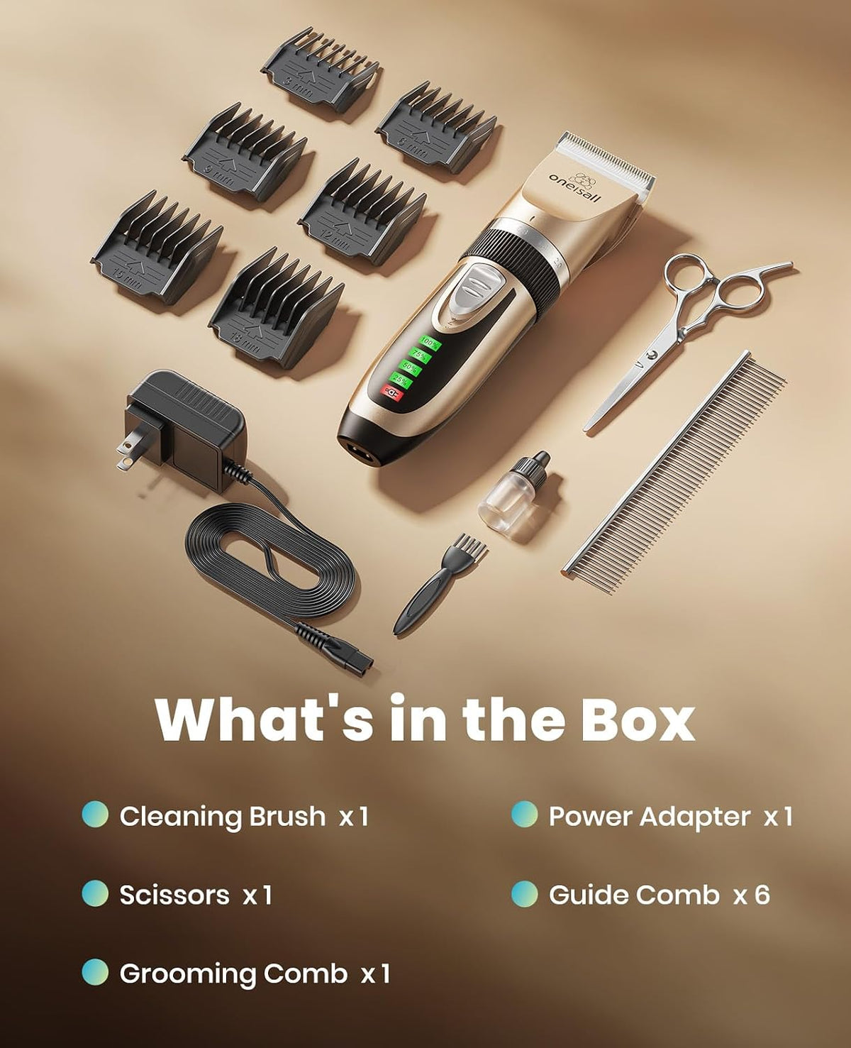 Premium Professional Grooming Clippers for Dogs, Cats, and Rabbits - Cordless, Quiet, and Rechargeable with LCD Display