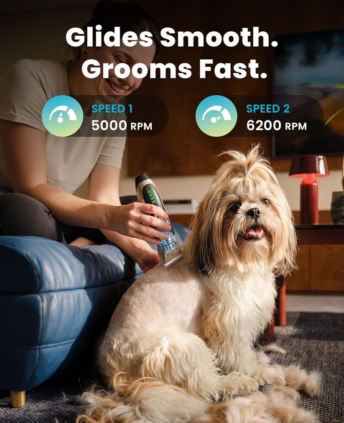 Premium Professional Grooming Clippers for Dogs, Cats, and Rabbits - Cordless, Quiet, and Rechargeable with LCD Display