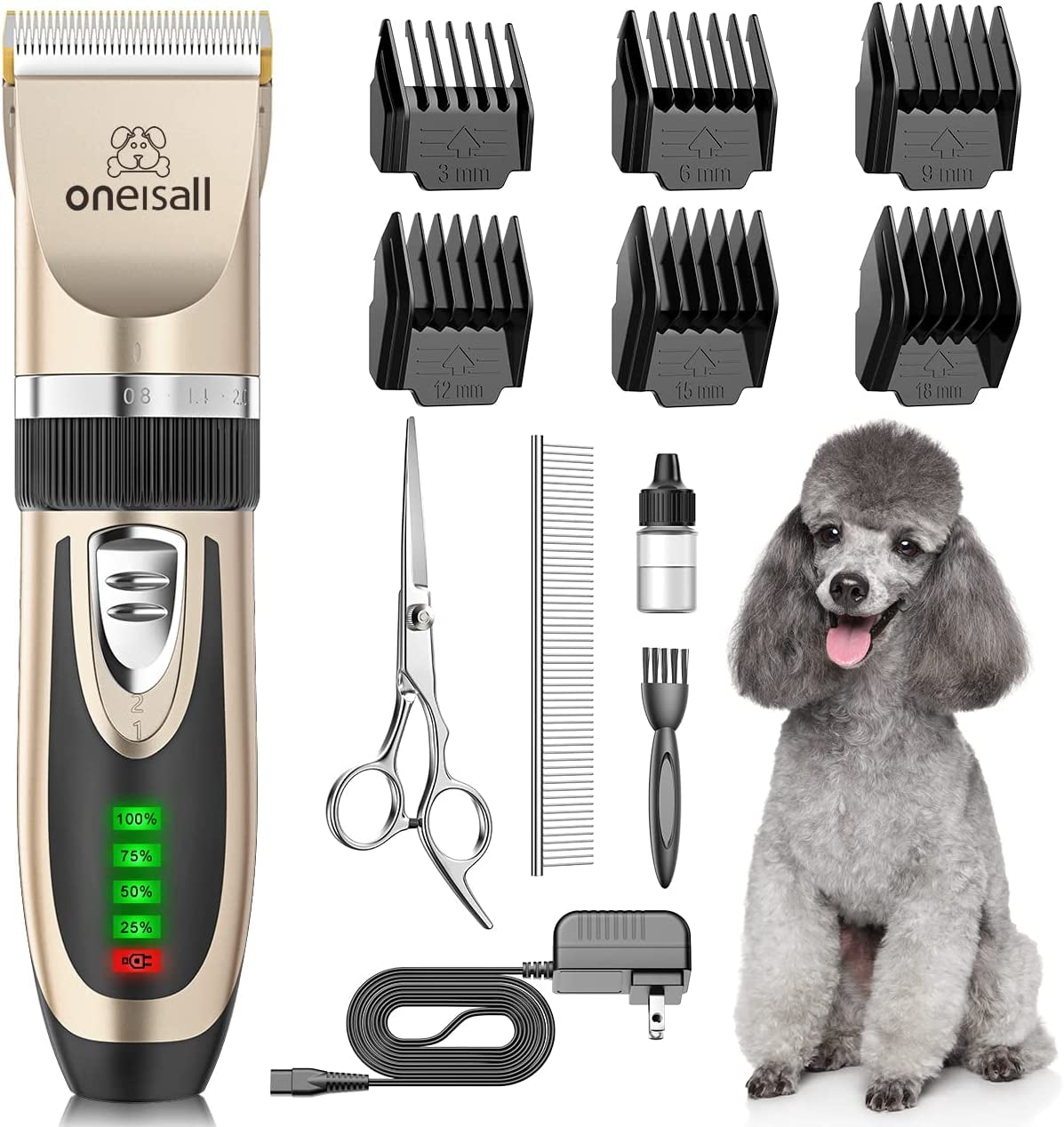Premium Professional Grooming Clippers for Dogs, Cats, and Rabbits - Cordless, Quiet, and Rechargeable with LCD Display